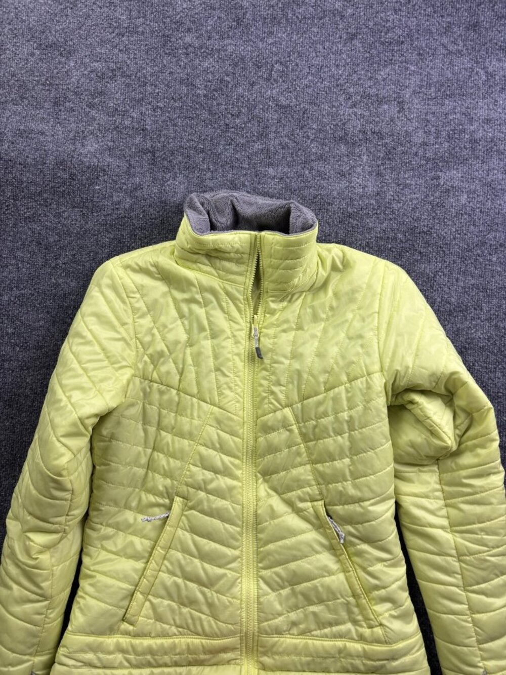 Columbia Jacket Womens‎ Medium Yellow Quilted Omni-Heat Interchange Zip Pockets